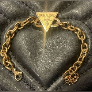 PRADAA logo monogram gorgeous chunky gold bracelet to match your bag or purse 😍🔥